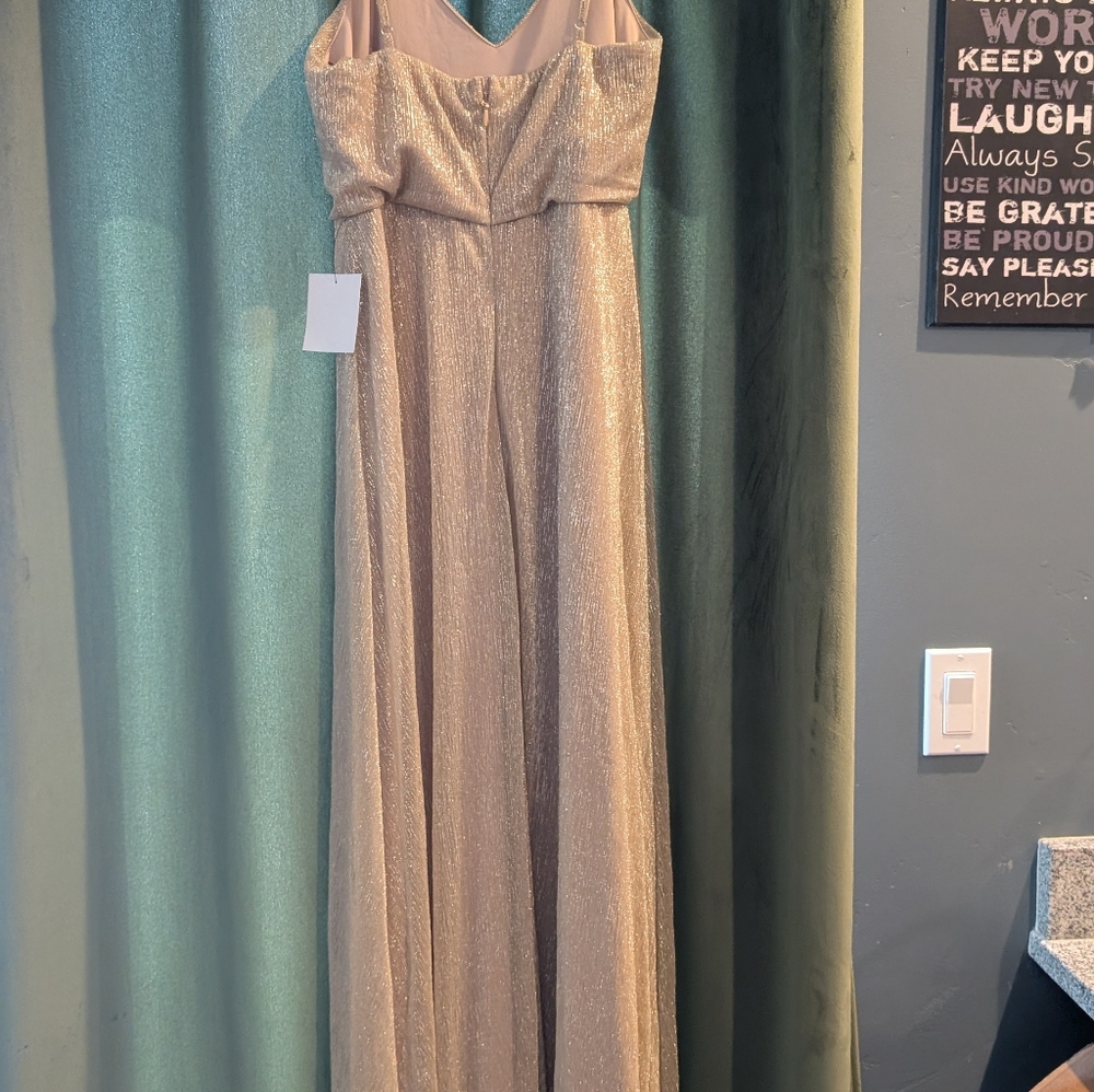 Lulu’s Champagne Shimmer Bridesmaid Dress